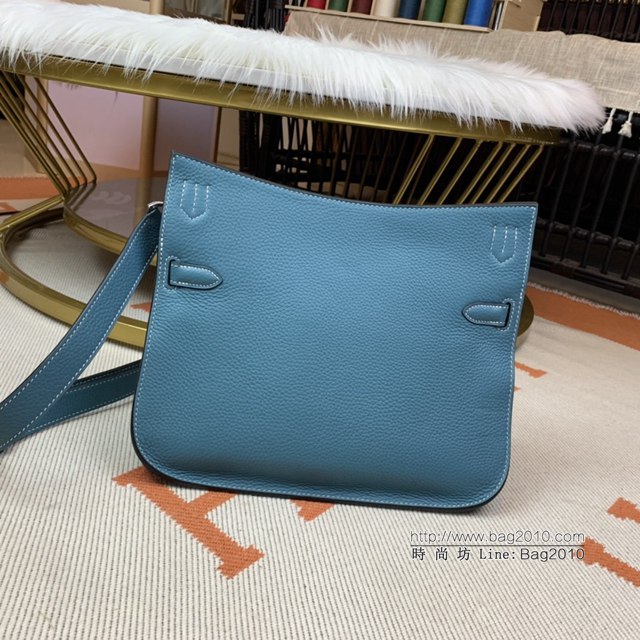 Hermes包包 愛馬仕Jypsiere吉普賽28cm 單肩斜挎愛馬仕包 牛仔藍銀扣  tdh2032